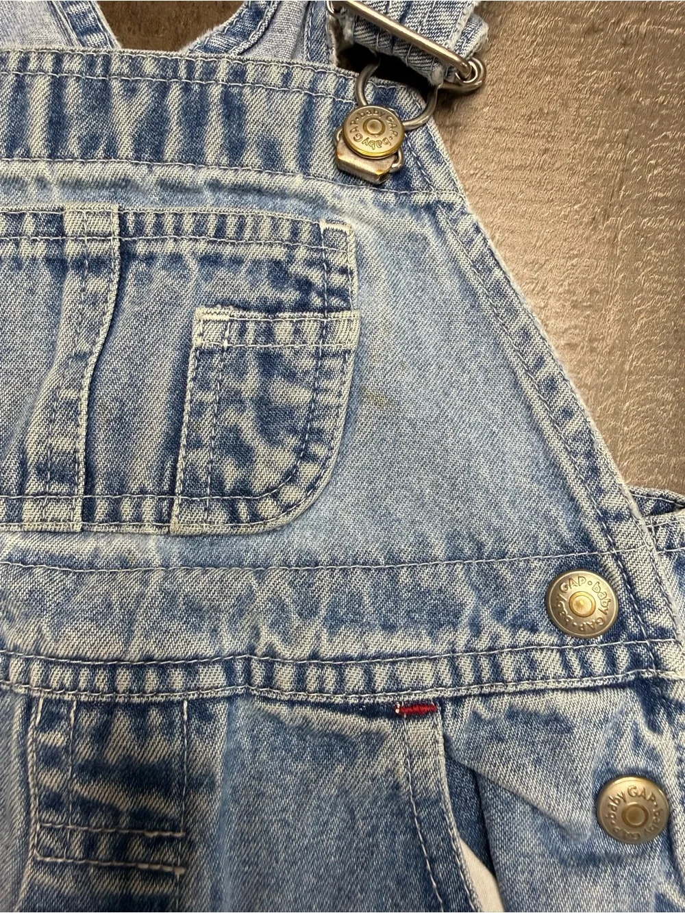 Vintage Baby Gap Classic Denim Short Overalls for Kids - Light Blue 12-18 months